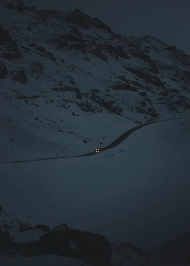 Car driving through the snow in Iceland