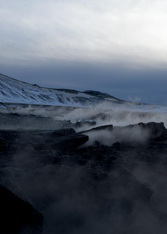 Steam coming out of hardened Lava