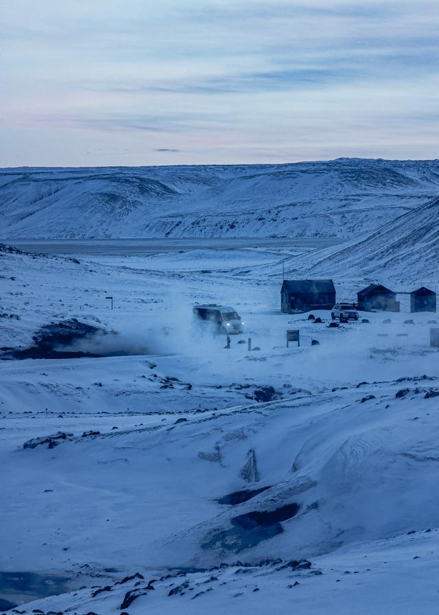 Van parked in snow