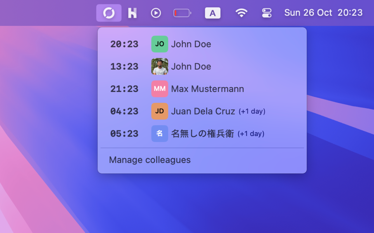 Preview of the macOS menubar app 'Offset'